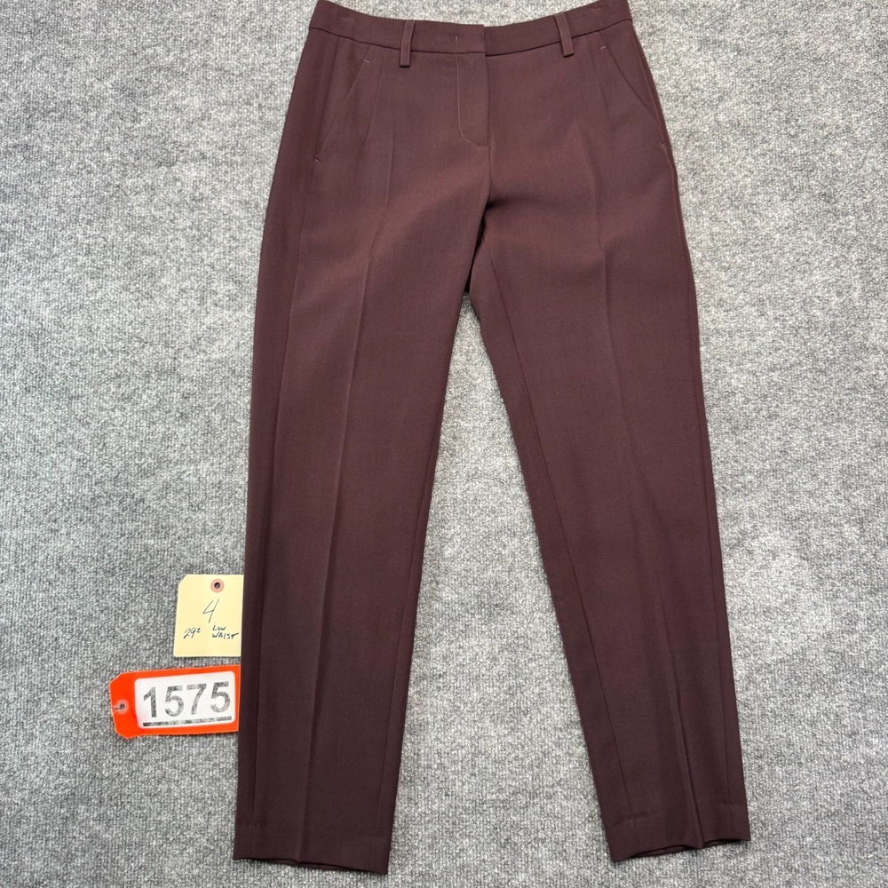 Turnover European Dress Pants Trousers Womens 36 US 4 6 Burgundy Brown 28 Waist